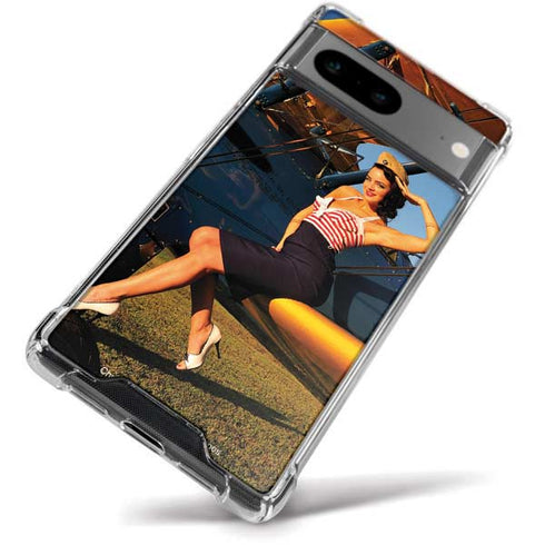1940s Pin-Up On Stearman Biplane Google Pixel 8a Clear Case